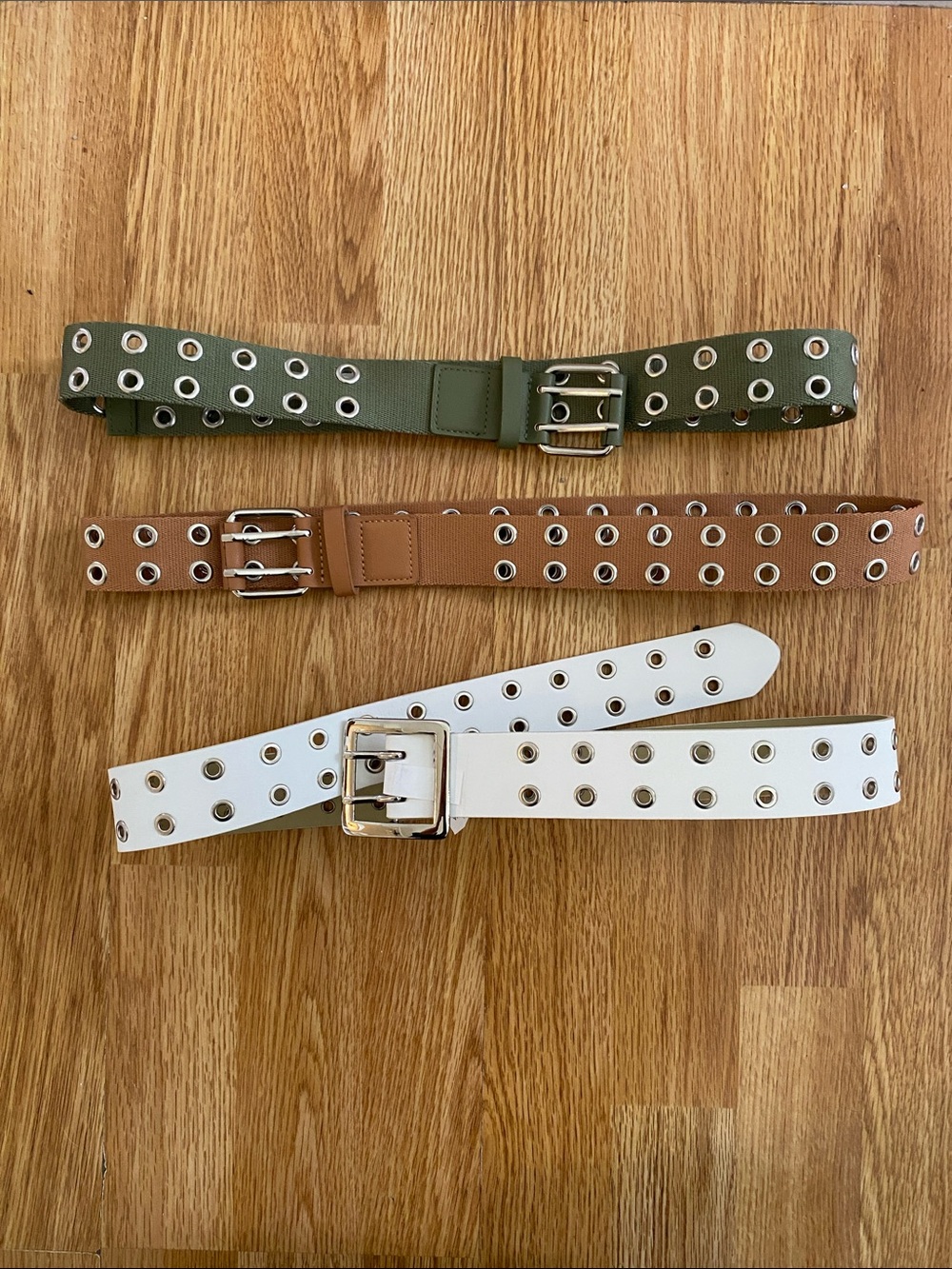Women’s Grommet Belt Bundle - White, Tan, Olive